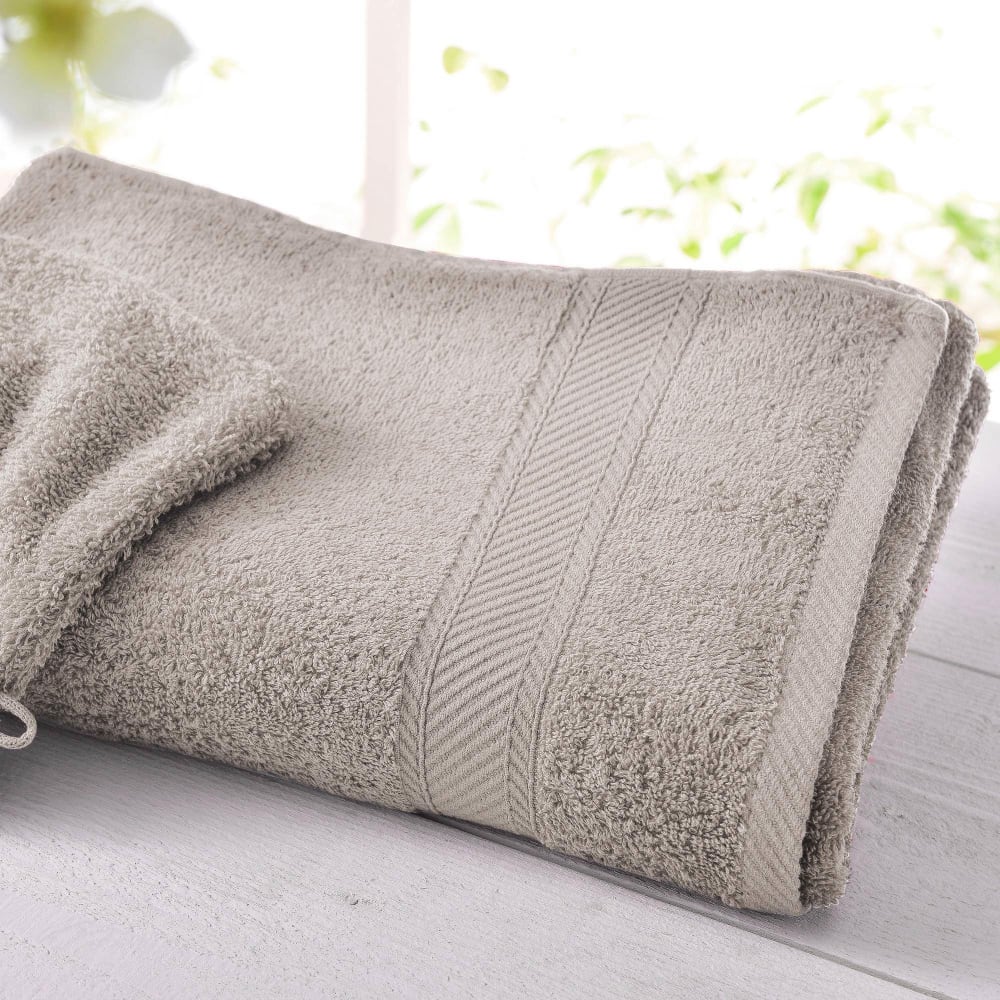 Lot de 2 serviettes de toilette grise 50x100 en coton