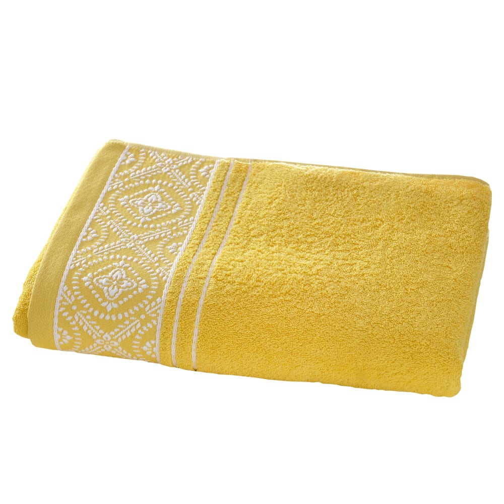 Drap de bain en coton 450 g/m² jaune 70x140cm