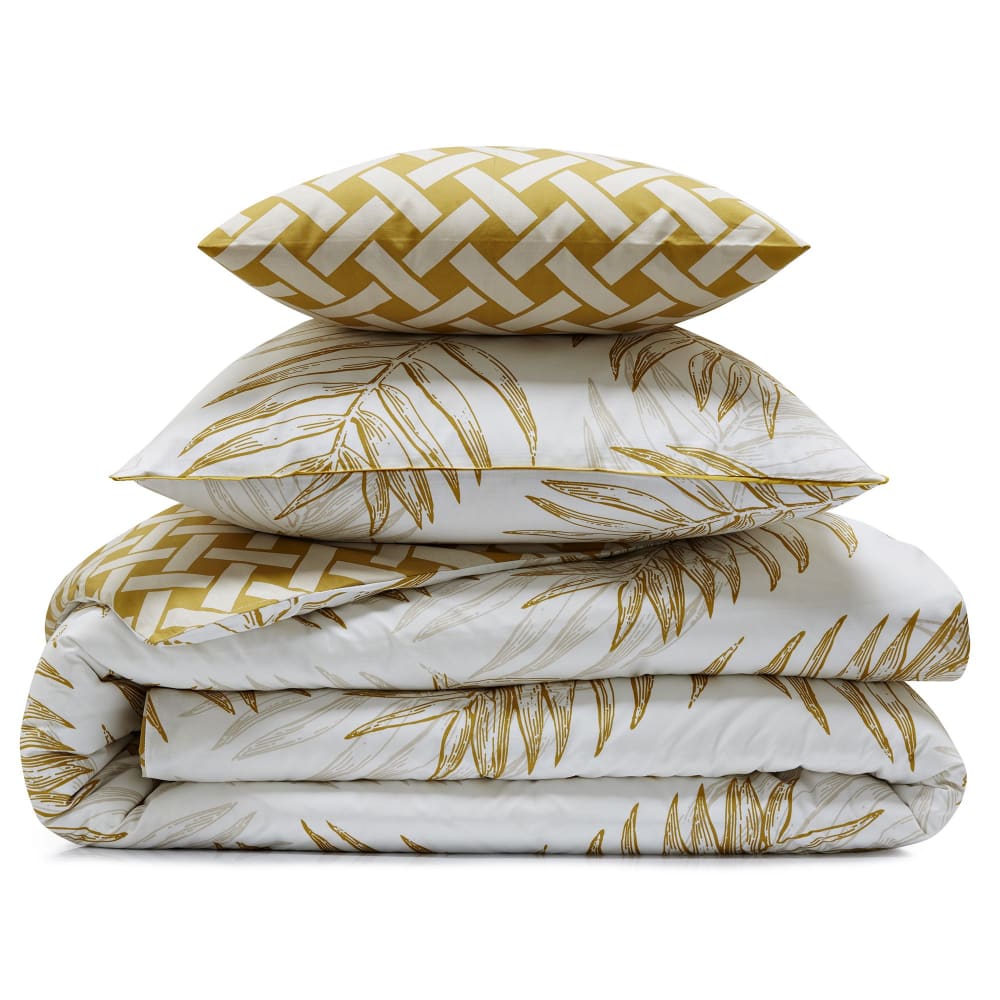 Housse de couette en coton jaune doré 240x220cm — vue 3