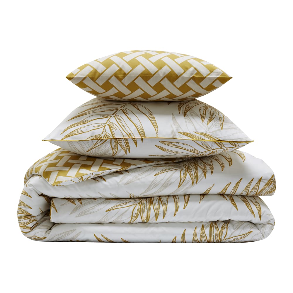 Housse de couette en coton jaune doré 240x220cm — vue 4