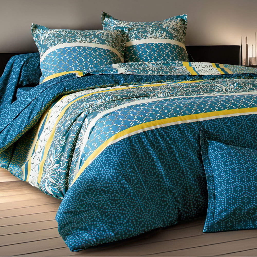 Housse de couette en coton bleu 140x200cm — vue 3
