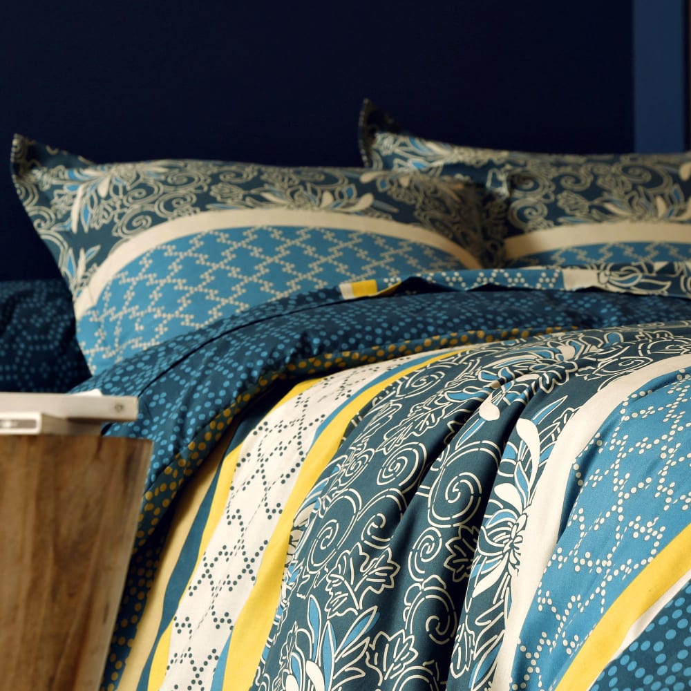 Housse de couette en coton bleu 140x200cm — vue 4