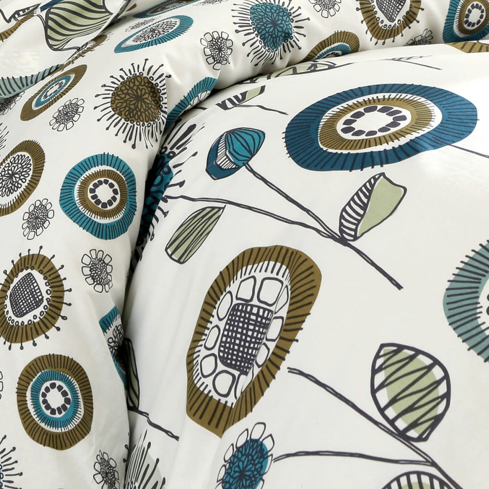 Housse de couette en coton bleu 240x220cm — vue 4