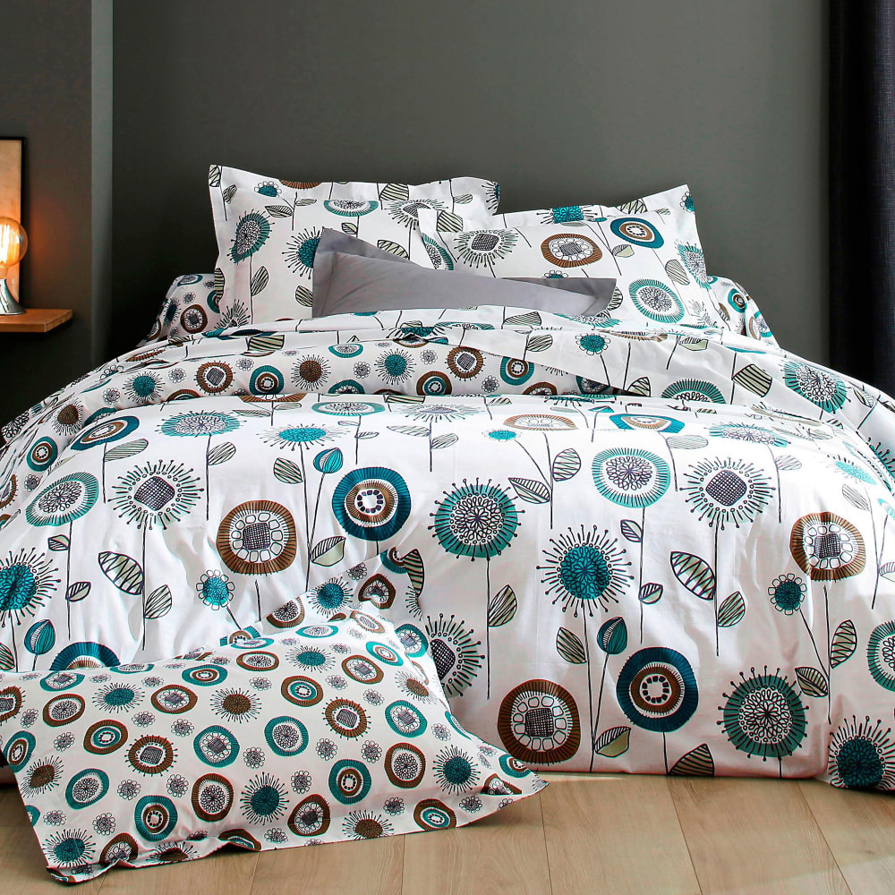 Housse de couette en coton bleu 260x240cm