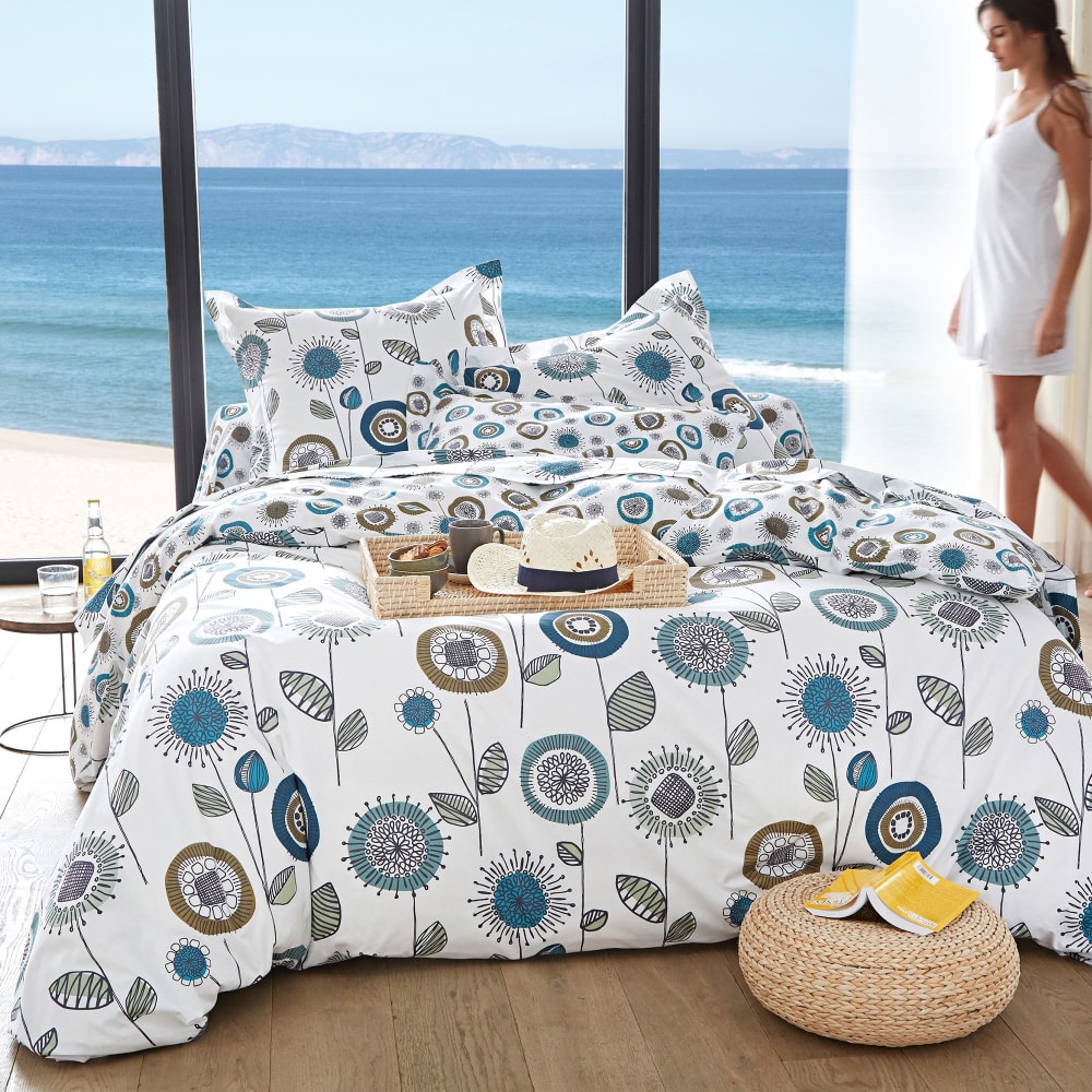 Housse de couette en coton bleu 260x240cm — vue 3