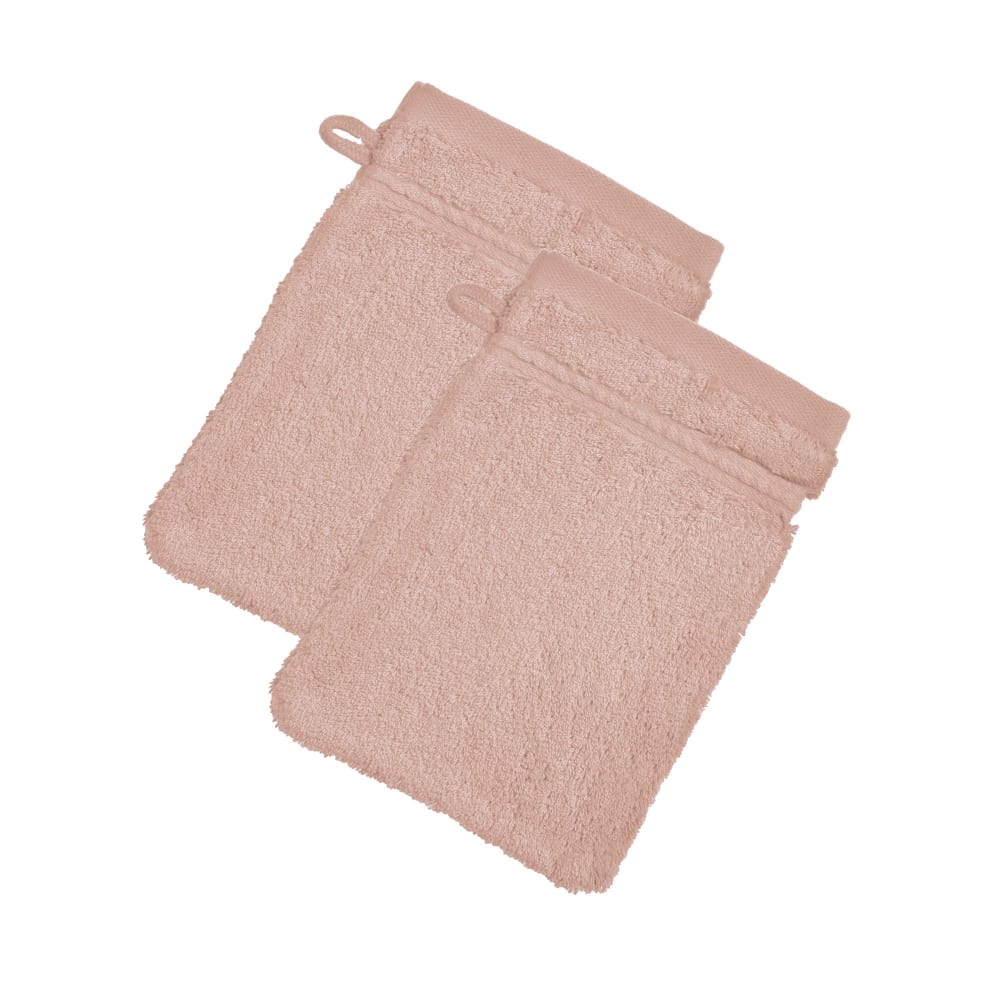 Lot de 2 gants de toilette 15x21 rose blush en coton — vue 3
