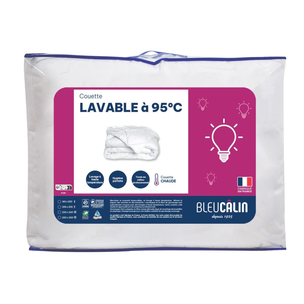 Couette chaude 260x240 blanc en polyester 400G