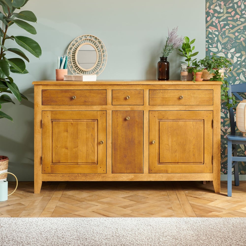 Buffet campagne 2 portes 4 tiroirs en chêne massif