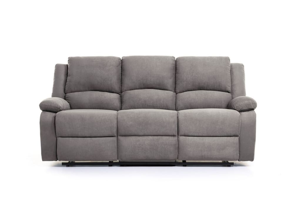 Canapé Relaxation manuel 3 places Microfibre - Gris