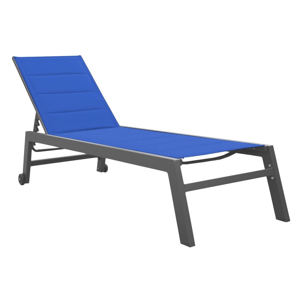 Bain de soleil en textilène bleu foncé et aluminium anthracite
