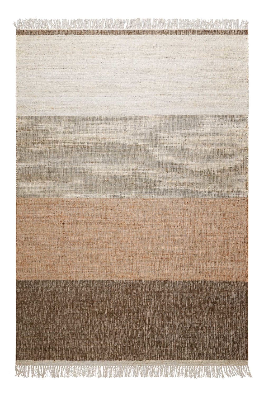 Green Loop Handgewebter Teppich mit Fransen, braun- und beigetöne, 160x230 style modern - Jute