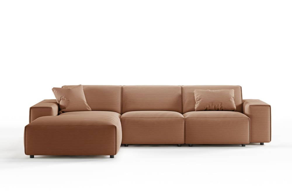 KAWOLA Ecksofa aus Cord, rost Braun Pes - Polyester