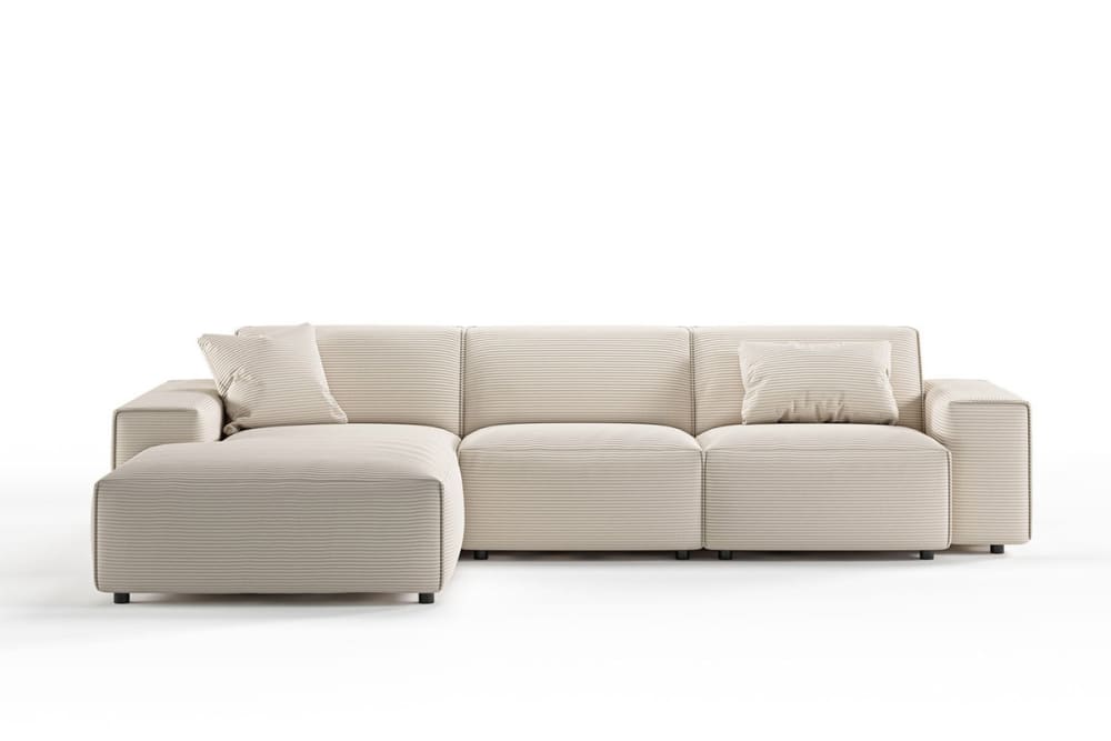 KAWOLA Ecksofa aus Cord, cremeweiß - Pes - Polyester