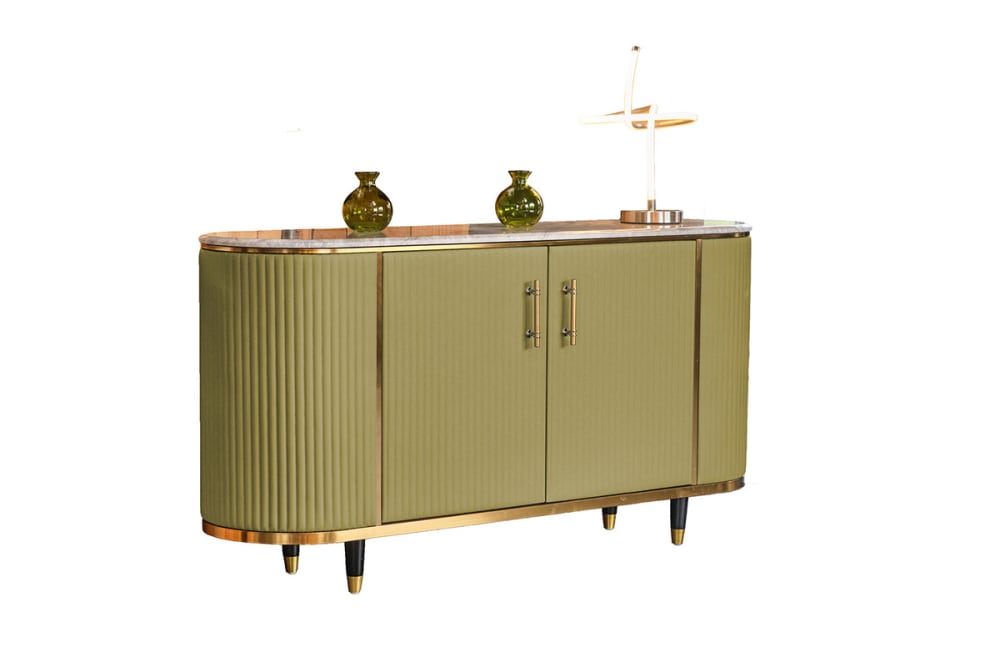 KAWOLA Sideboard mit Marmorplatte, olivgrün - Marmor