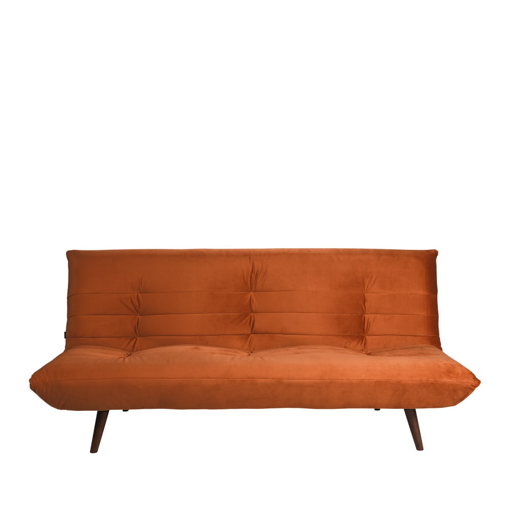 Canapé convertible 3 places en velours - Rouille
