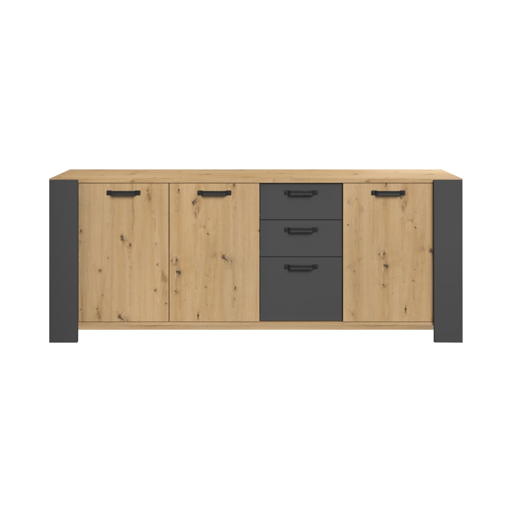Buffet décor bois 3 portes 220 cm pippa Buffet décor bois 3 portes 220 cm pippa