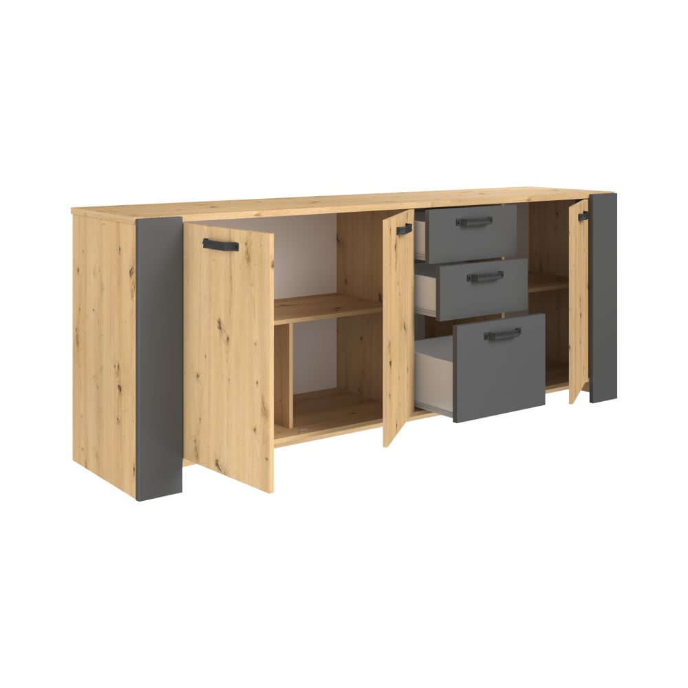 Buffet décor bois 3 portes 220 cm pippa - Maisons du Monde