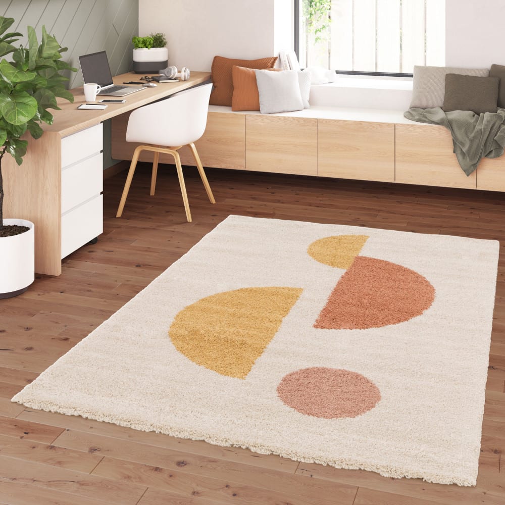 Tapis contemporain à motif géométrique - 160x230cm écru polypropylène — vue 3