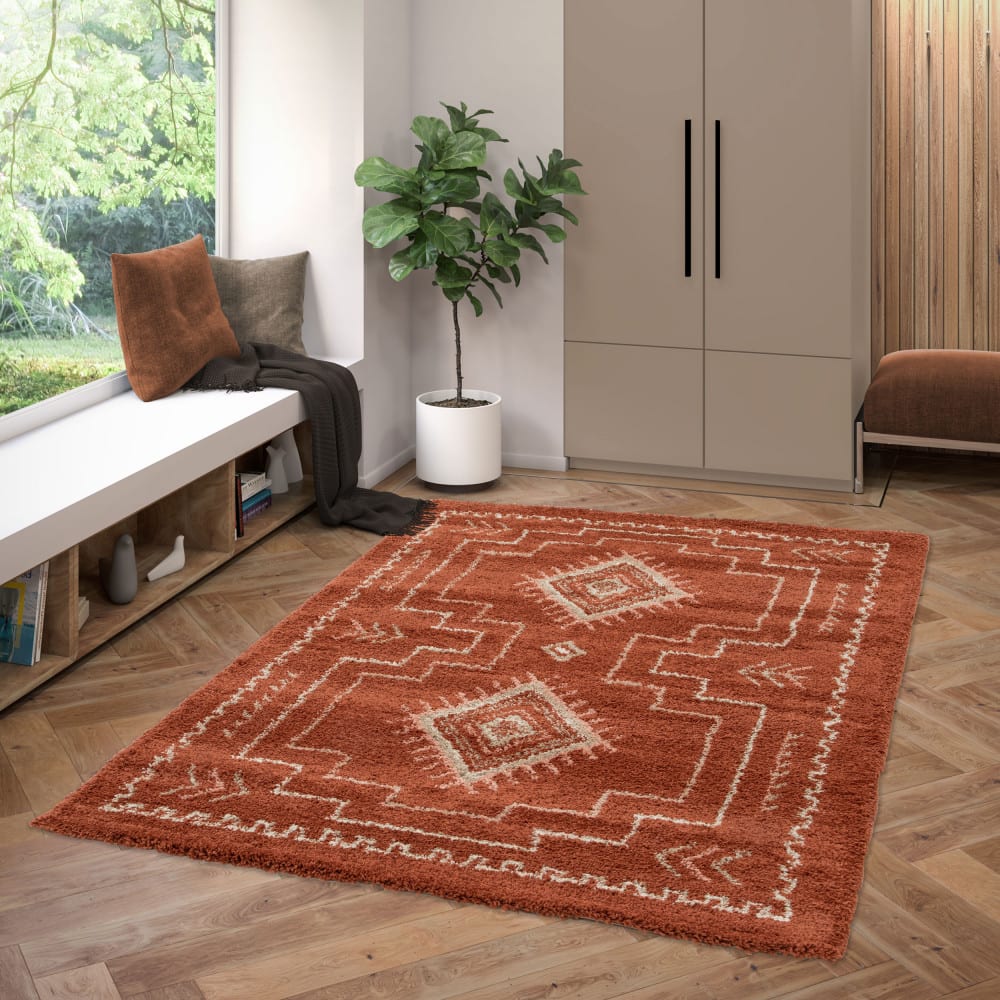 Tapis d’inspiration berbère - 160x230cm rouille polypropylène — vue 3