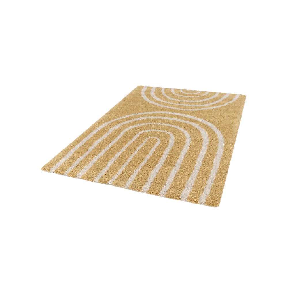 Tapis contemporain géométrique -160x230cm jaune moutarde polypropylène — vue 4