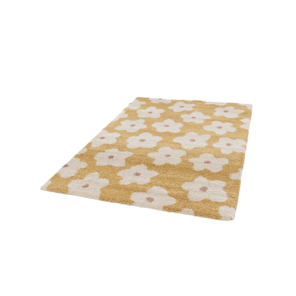 Tapis contemporain floral - 160x230cm jaune moutarde polypropylène — vue 4