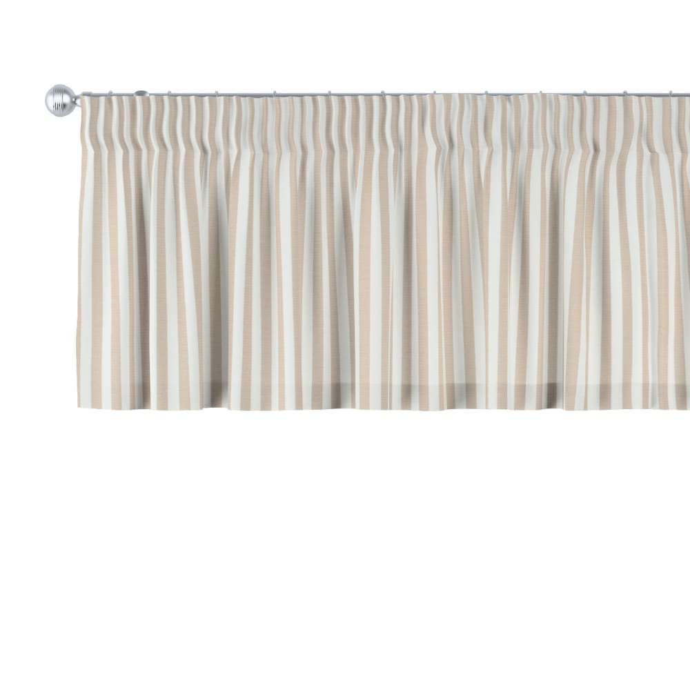 Dekoria Gestreifte Kurzgardine mit Kräuselband, braun und weiß, 130x40 cm Beige Stoff