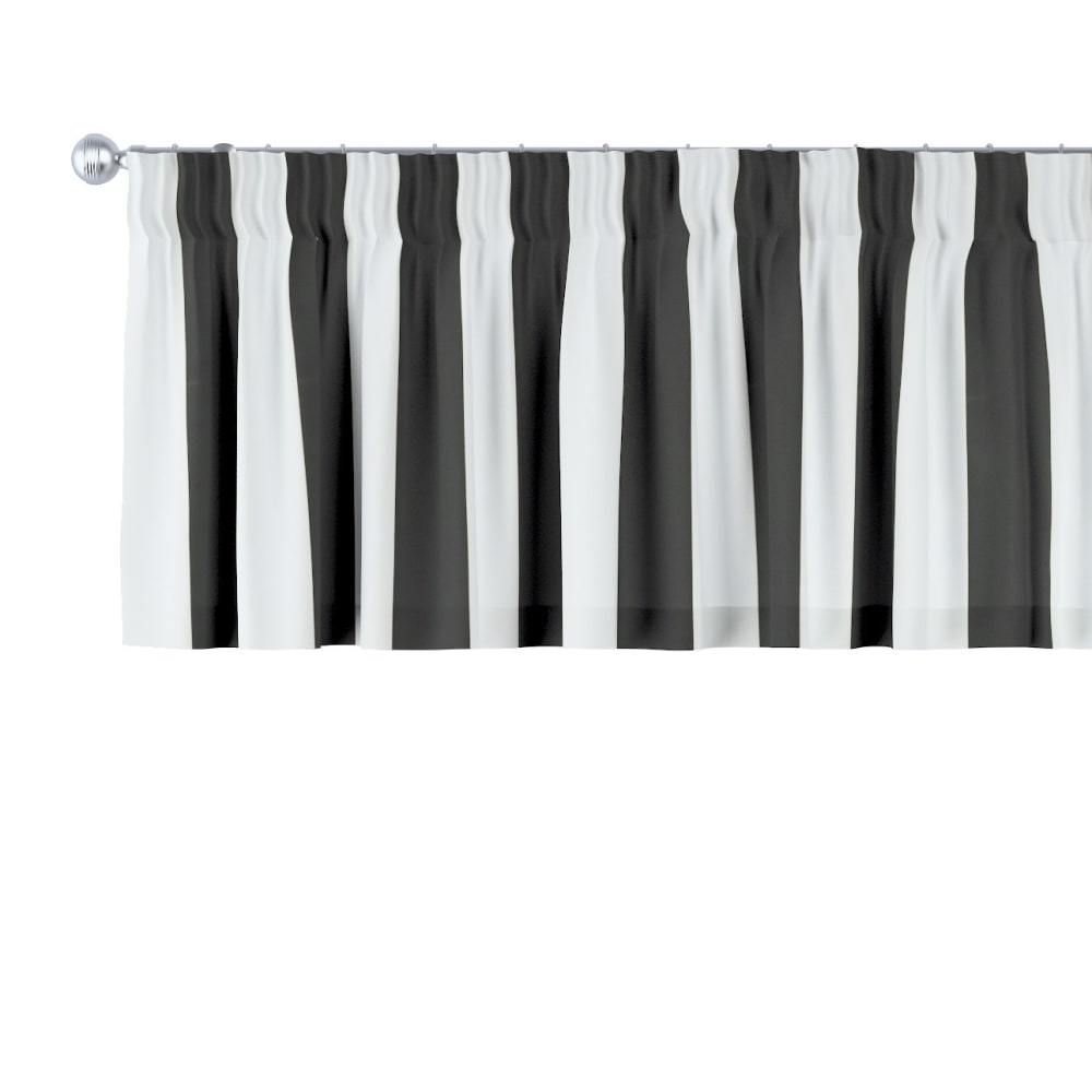 Dekoria Gestreifte Kurzgardine mit Kräuselband, schwarz und weiß, 130x40 cm - Stoff