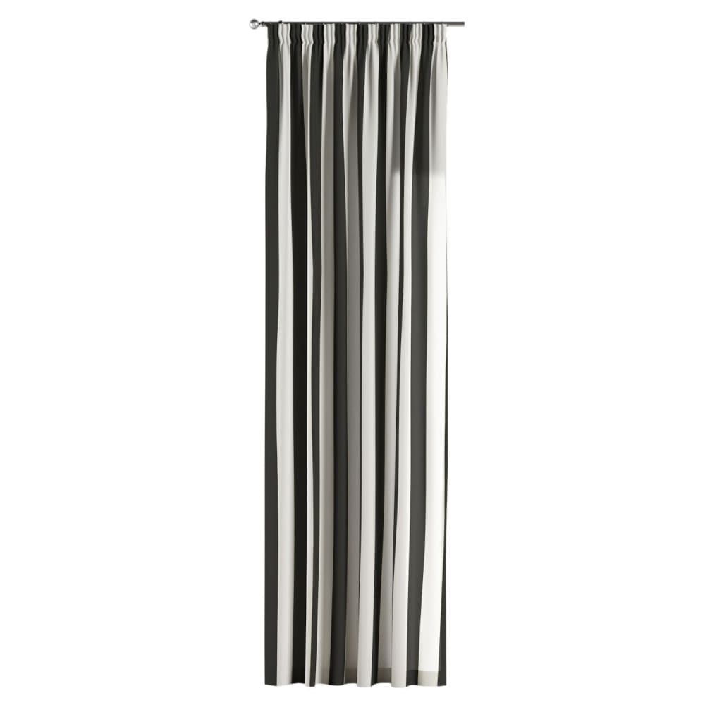 Dekoria Gestreifter Vorhang mit Kräuselband, schwarz und weiß, 130x245 cm - Stoff