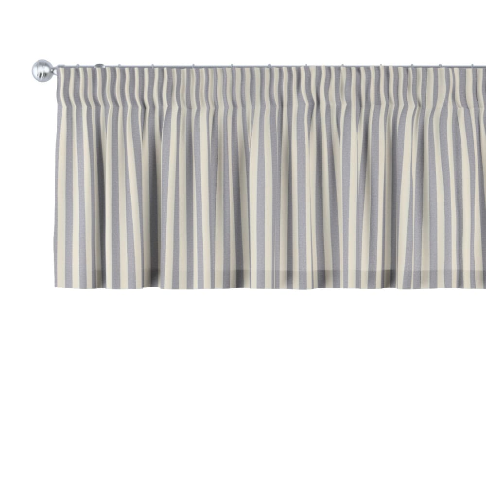 Dekoria Gestreifte Kurzgardine mit Kräuselband, dunkelblau und ecru, 130x40 cm - Stoff