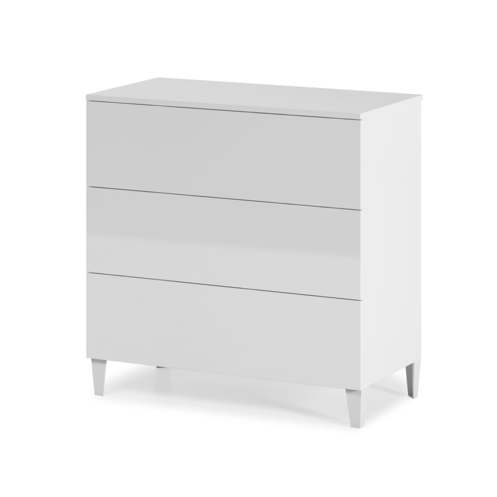 Commode 3 tiroirs L80 x H80cm - Blanc