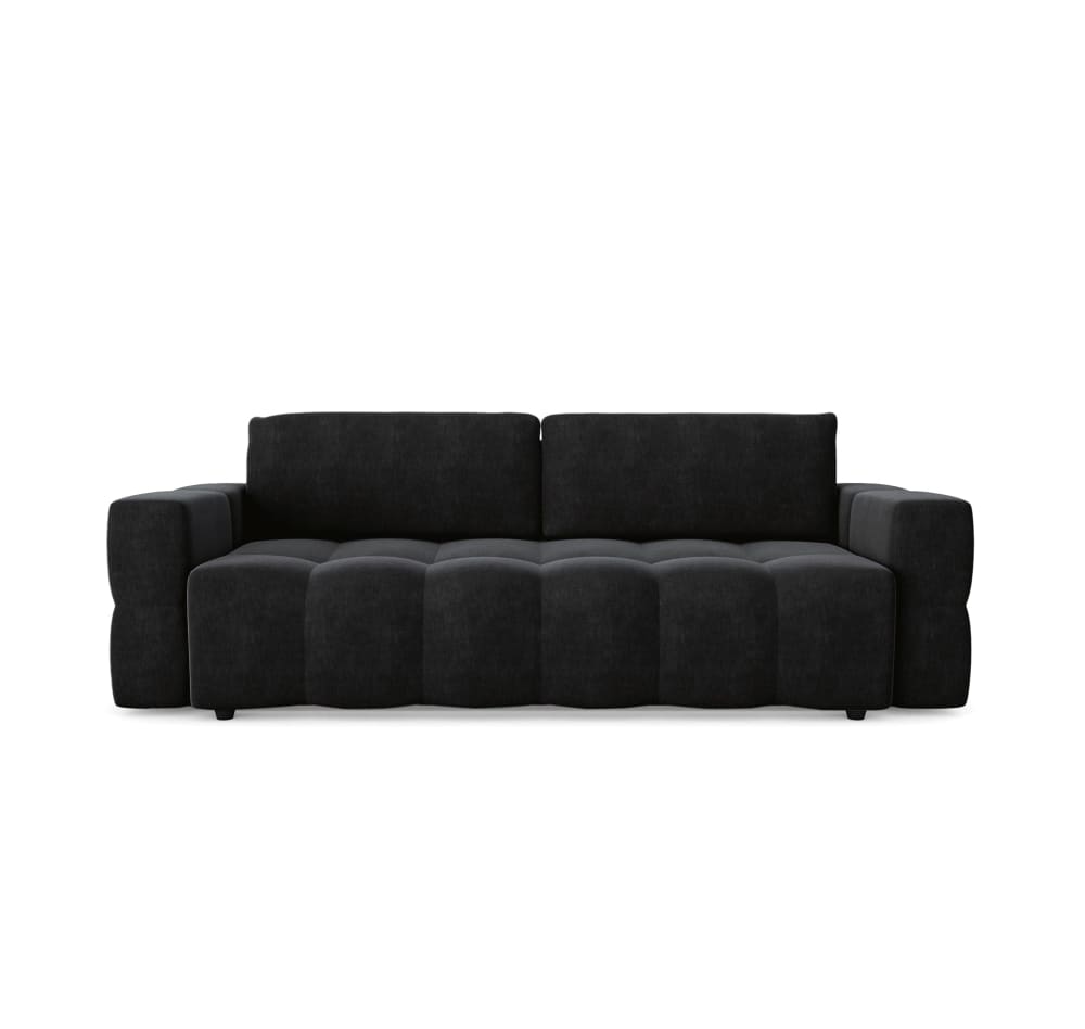 Canapé convertible coffre noyer 4 places en velours anthracite foncé