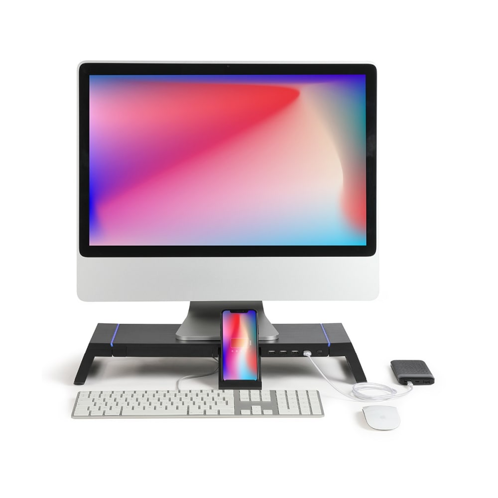 Rehausseur d'ordinateur avec hub Noir