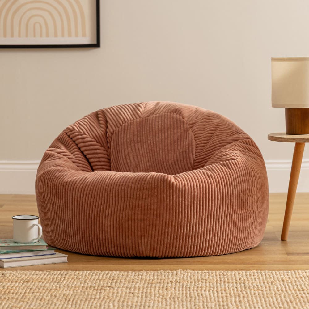 Pouf velours côtelé rose