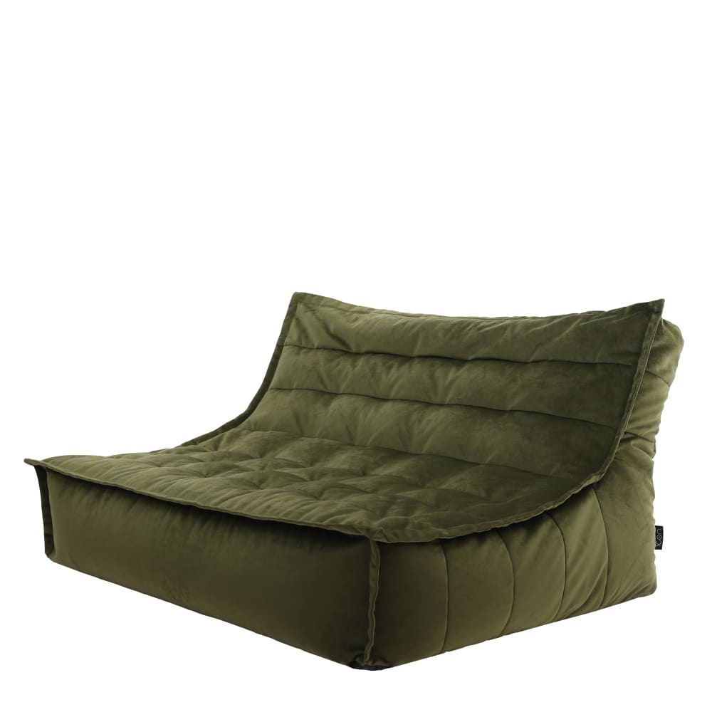 Pouf canapé de sol en velours vert olive