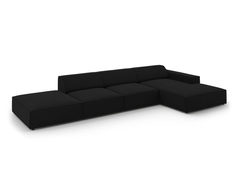 Canapé d'angle 5 places en tissu structuré noir - Maisons du Monde