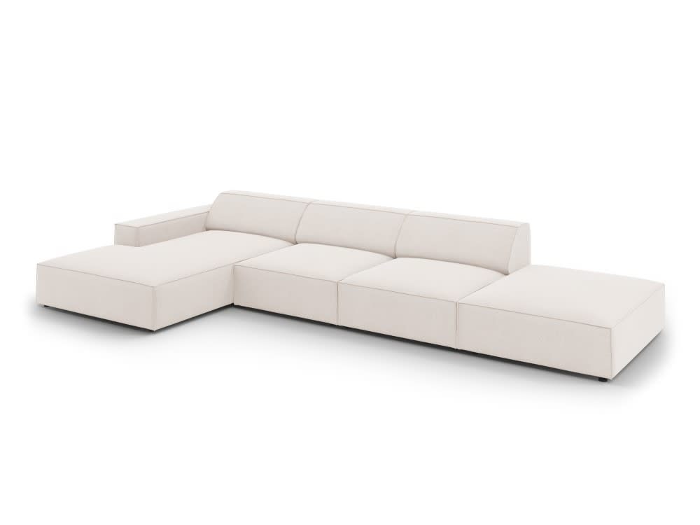 Canapé d'angle 5 places en tissu structuré beige clair - Maisons du Monde
