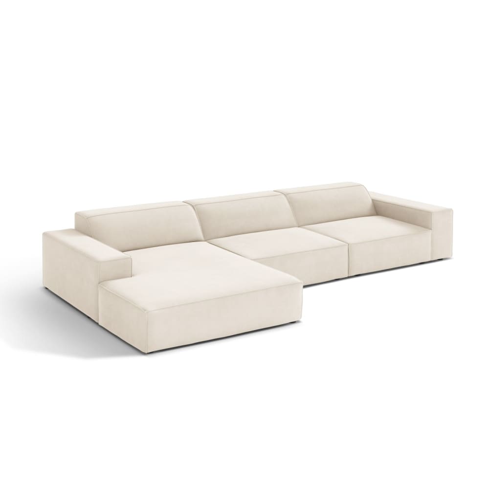 Canapé d'angle 4 places en velours beige clair - Maisons du Monde