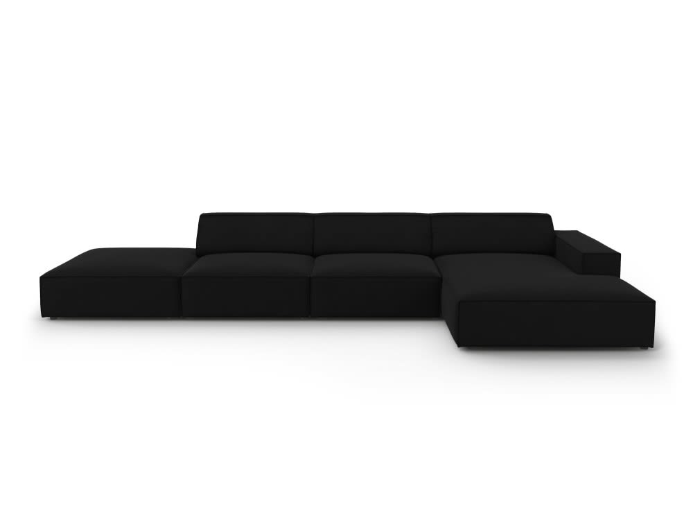 Micadoni Home 5-Sitzer Ecksofa rechts aus Samt, schwarz - Samt