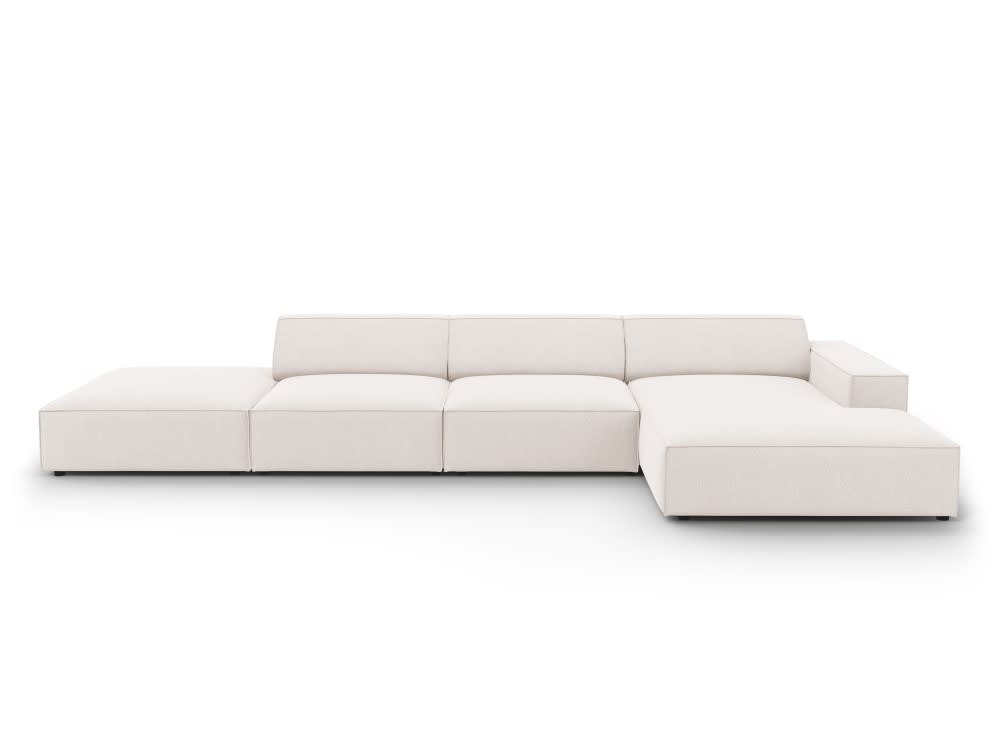 Micadoni Home 5-Sitzer Ecksofa rechts aus strukturiertem Stoff, leichtes beige - Stoff