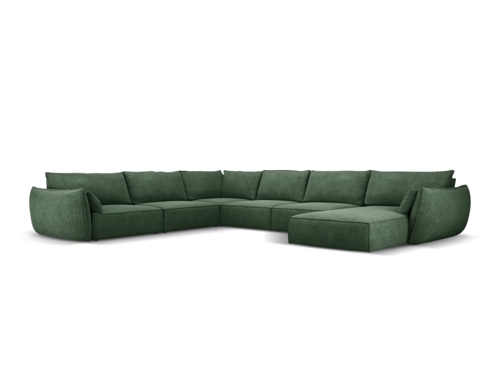 Micadoni Home 8-Sitzer Panorama-Ecksofa links aus Chenille-Stoff, flaschengrün - Stoff