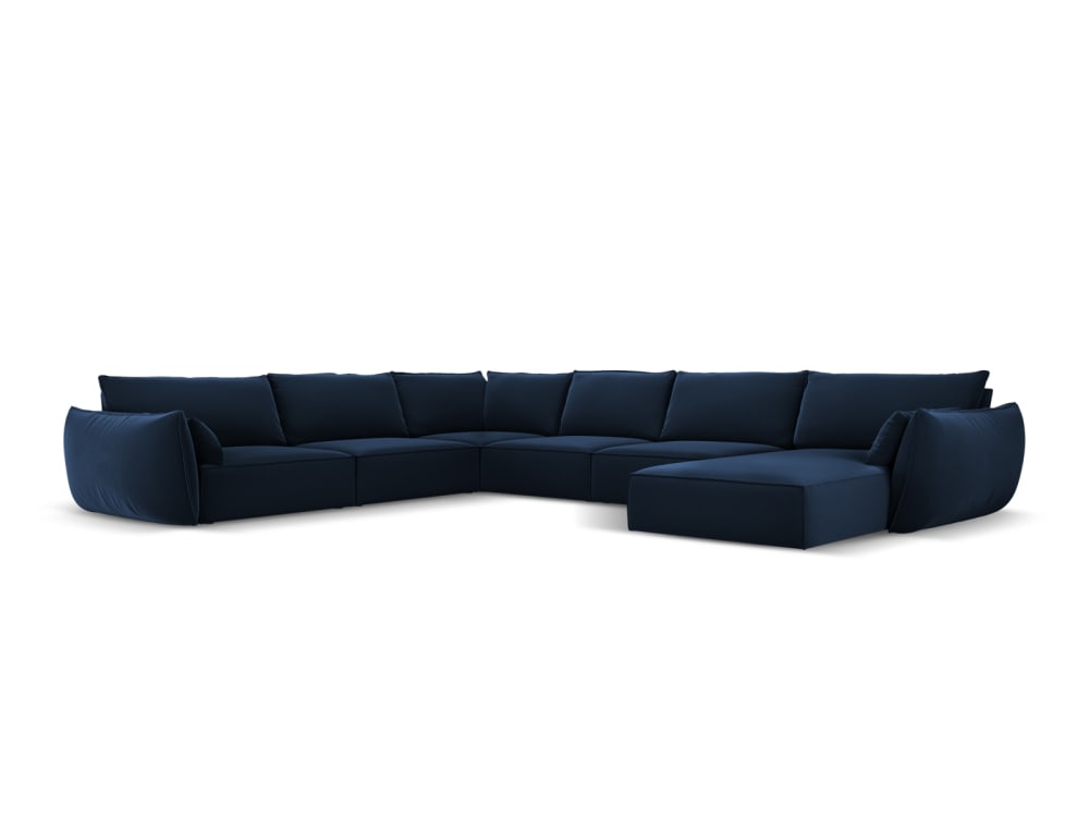 Micadoni Home 8-Sitzer Panorama-Ecksofa links aus Samt, königsblau - Samt