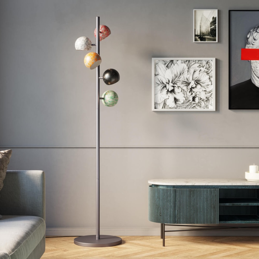 Lampadaire 5 abat-jours en acier gris h200 - Maisons du Monde