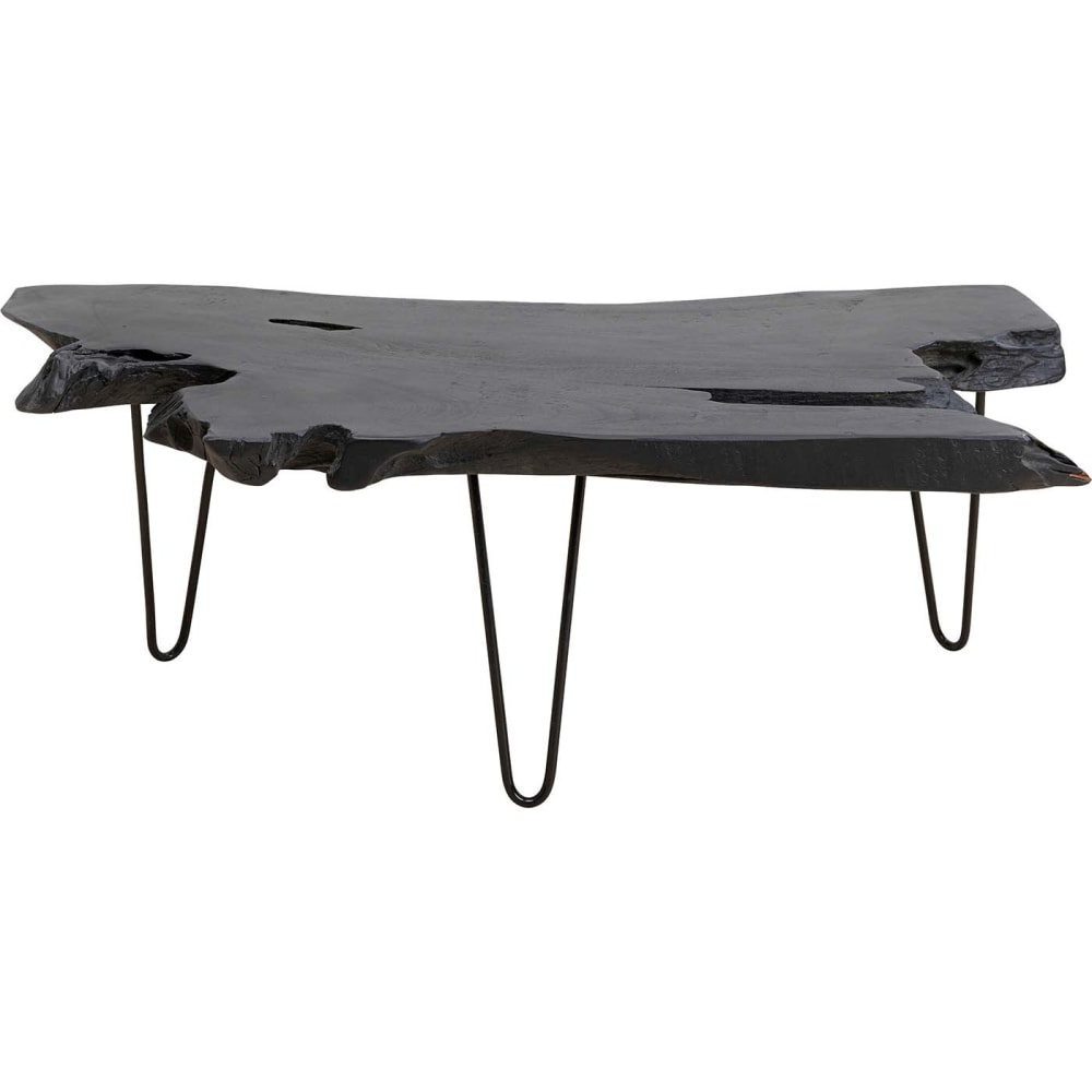 Table basse en teck massif noir et acier Table basse en teck massif noir et acier