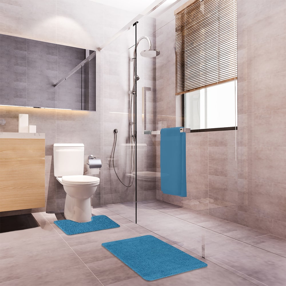 Lot de 2 tapis de bain polyester 50x80cm + contour 50x40cm 50x80cm - Maisons du Monde