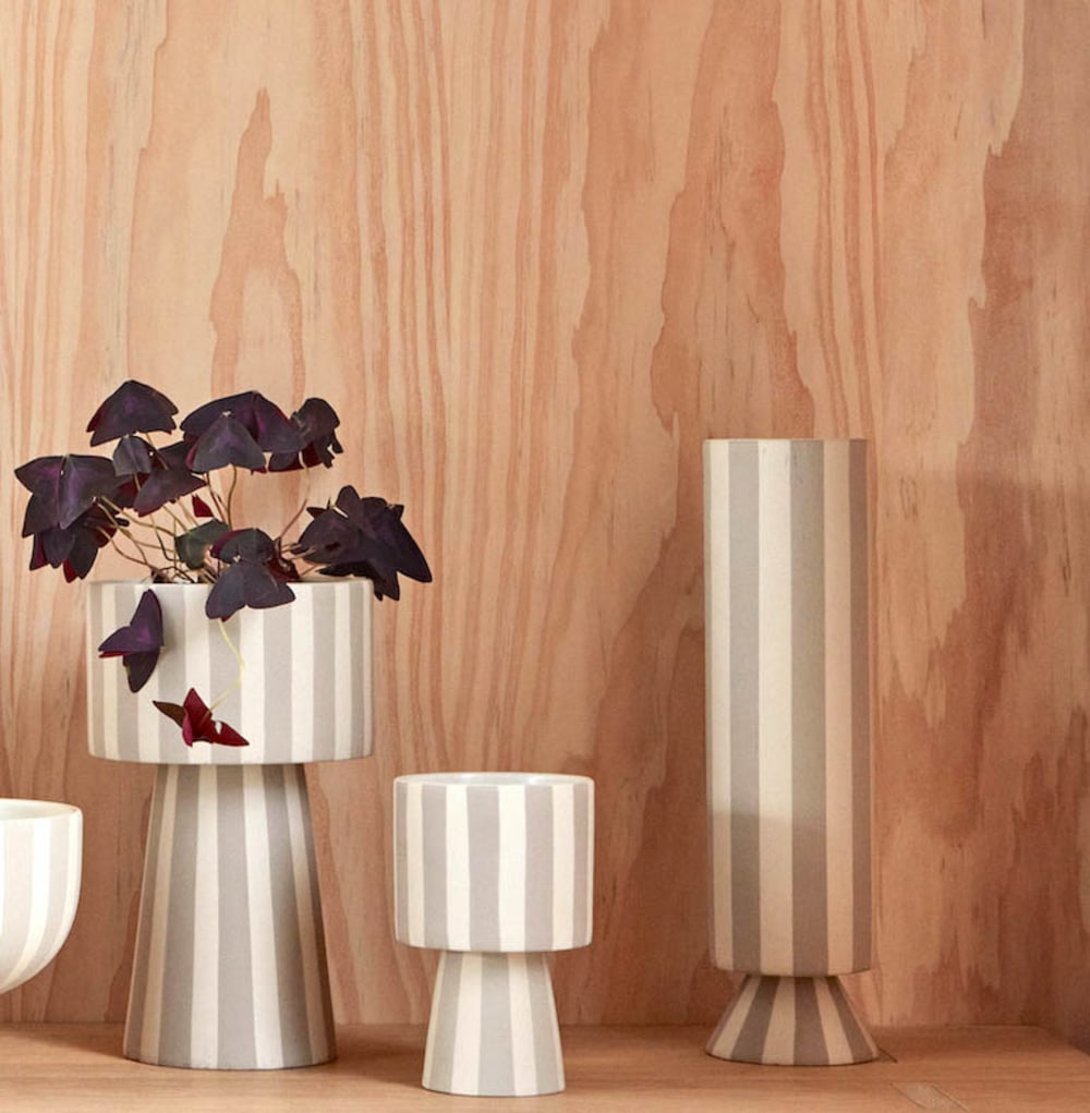 Pot de fleurs gris en grès Ø15xH24cm