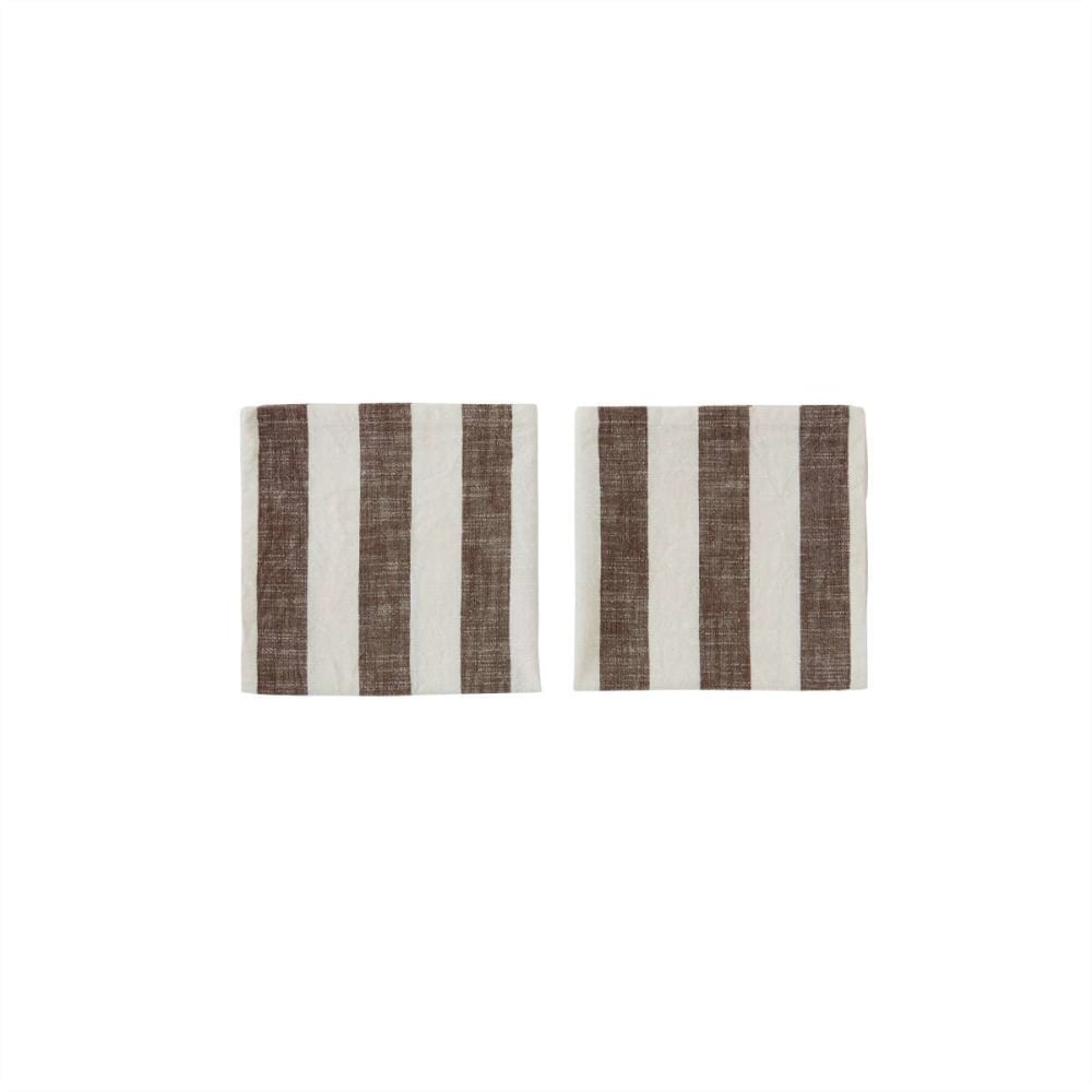 Lot de 2 serviettes de table rayée marron en coton organique h45x45cm