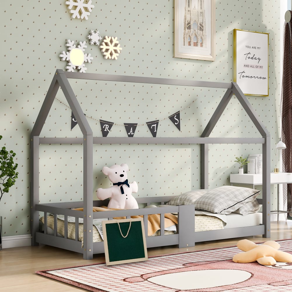 lit enfant 90 x 200 cm en bois gris sans matelas - Maisons du Monde