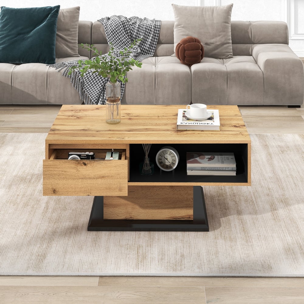 Table basse en bois avec un tiroir grand espace de rangement