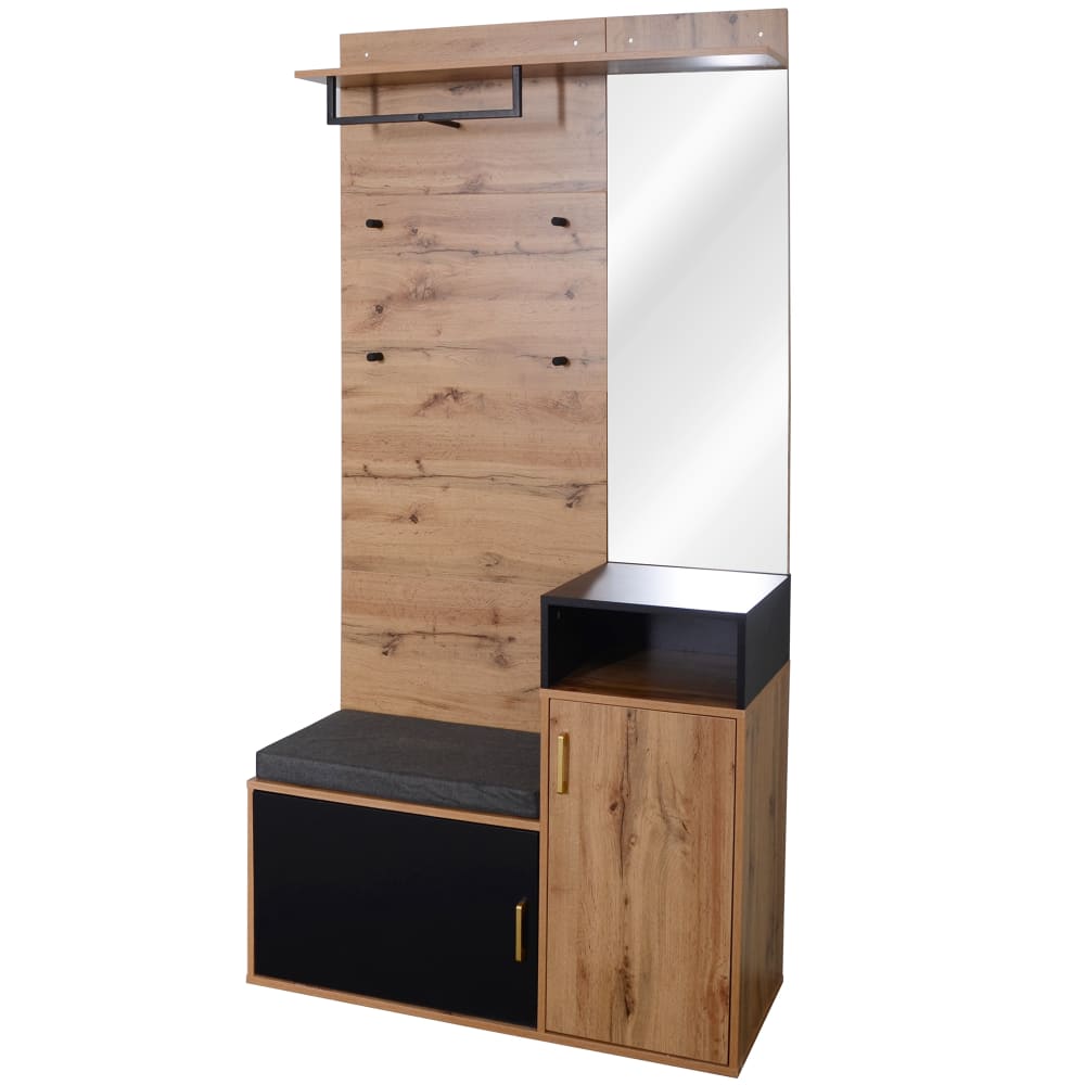 Console d'Entrée avec Miroir, Rangement et Porte-Manteaux