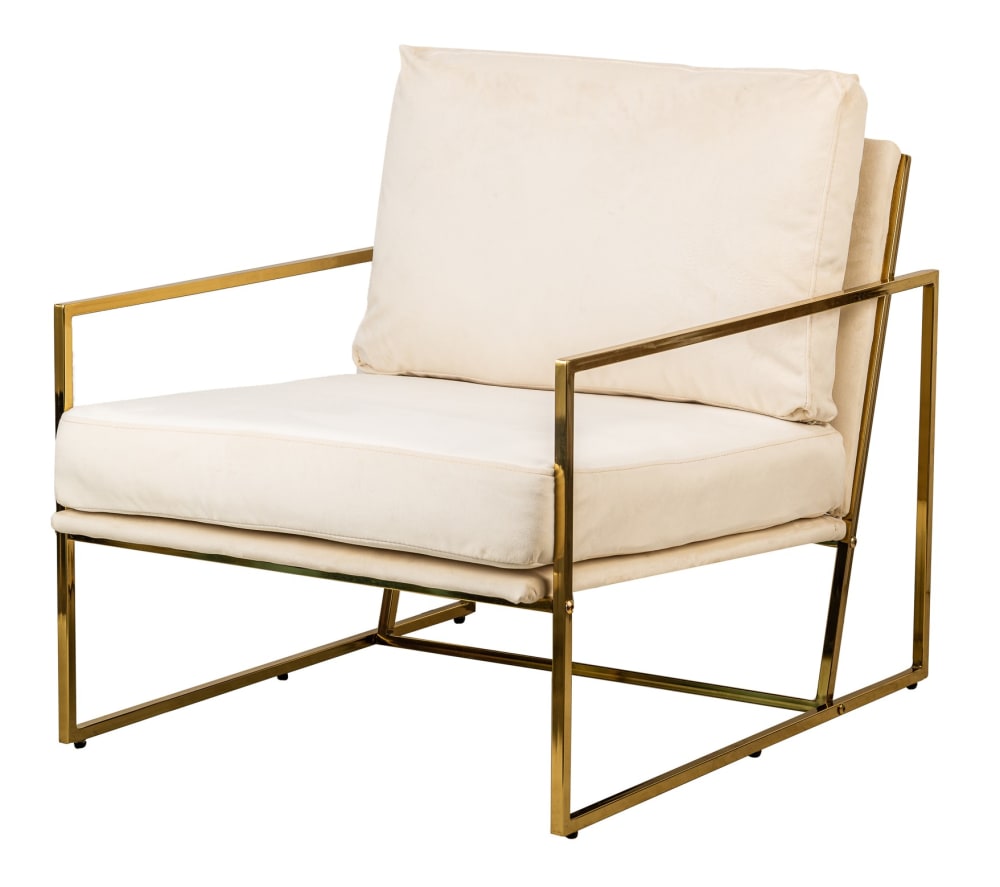 Fauteuil retro en métal et velours beige